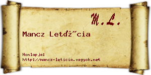 Mancz Letícia névjegykártya